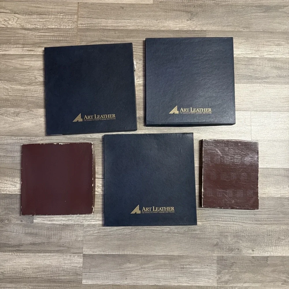 Lot Of 5 Vintage In Box Art Leather Folio For Photo Display Very Nice Multicolor